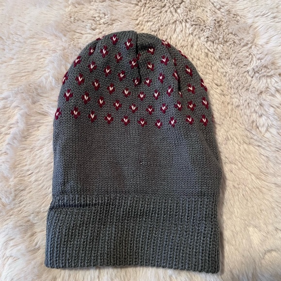 Vintage 1960s fashion accents beanie grey and red - Picture 2 of 5